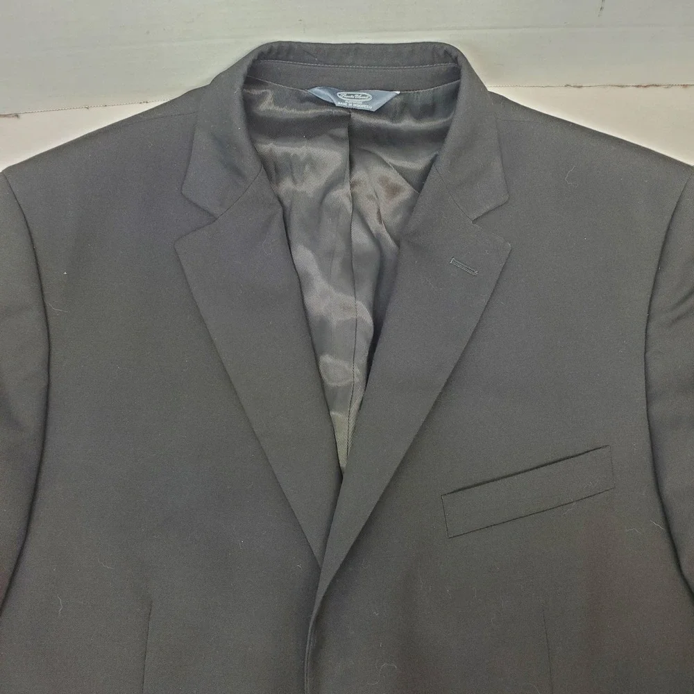 Pronto Uomo Platinum Mens 44R Black 100% Wool 2-Button Blazer Timeless Tailoring